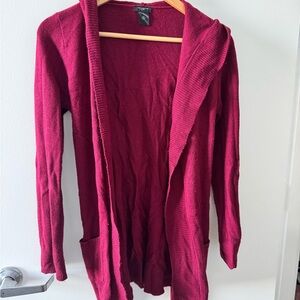 Ann Taylor Deep Red Open Front Cardigan